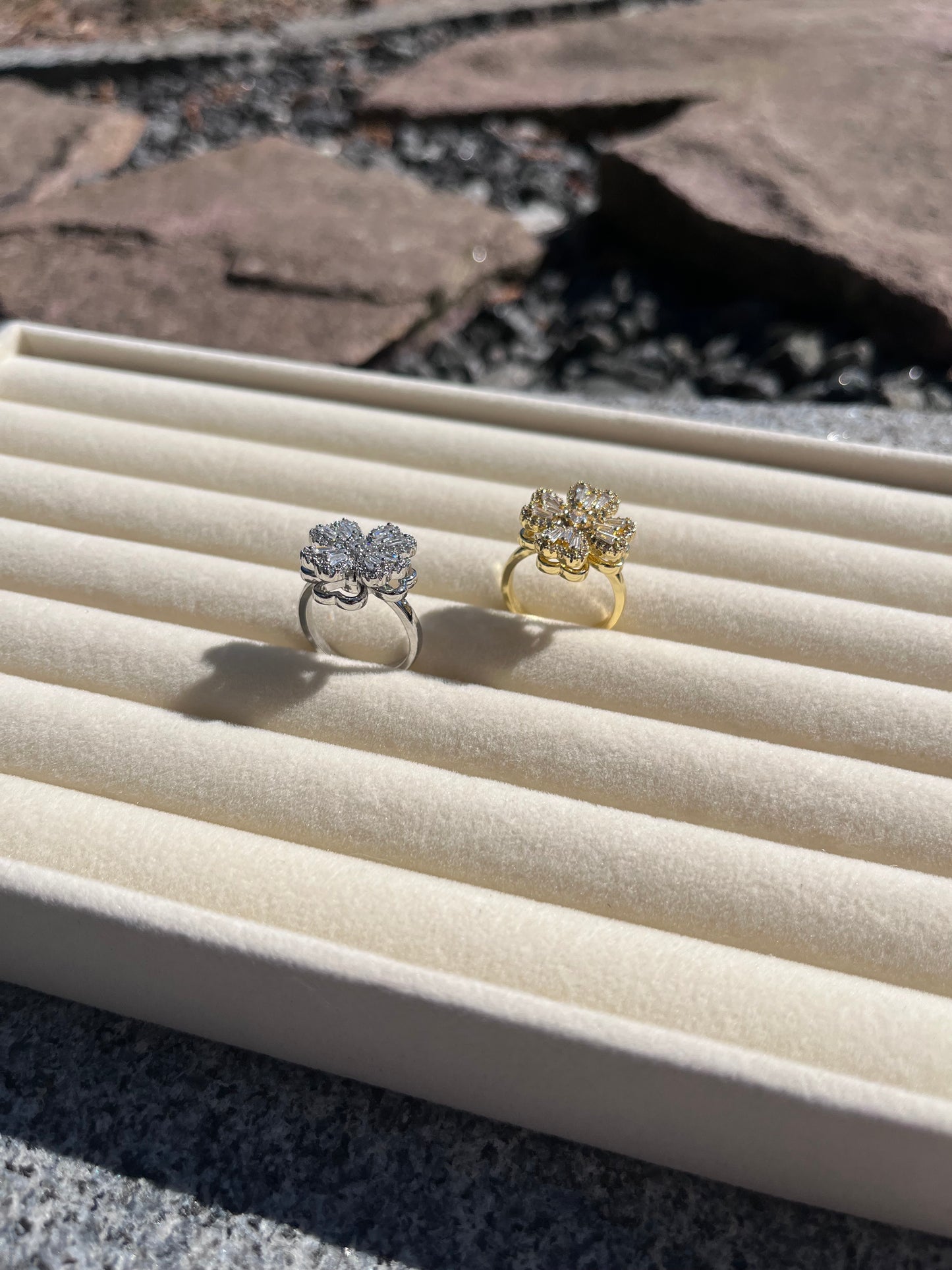 Diamant hjerte ring 18K guldbelagt (Nr. 007 + 008)