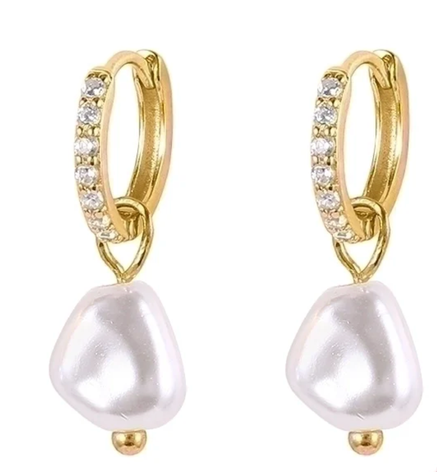 Perledråbe diamant øreringe 925 Sterling Silver (Nr. 089 + 090)