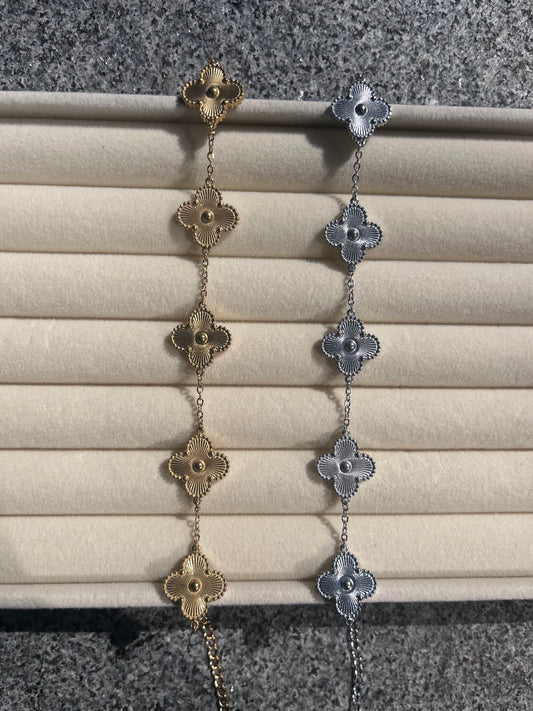 Firkløver armbånd 18K guldbelagt (Nr. 063 + 066)