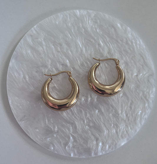 Halvmåne øreringe 18K guld (Nr. 030)