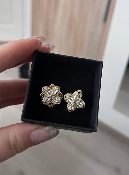 Diamant firkløver øreringe 18K guldbelagt (Nr. 082)